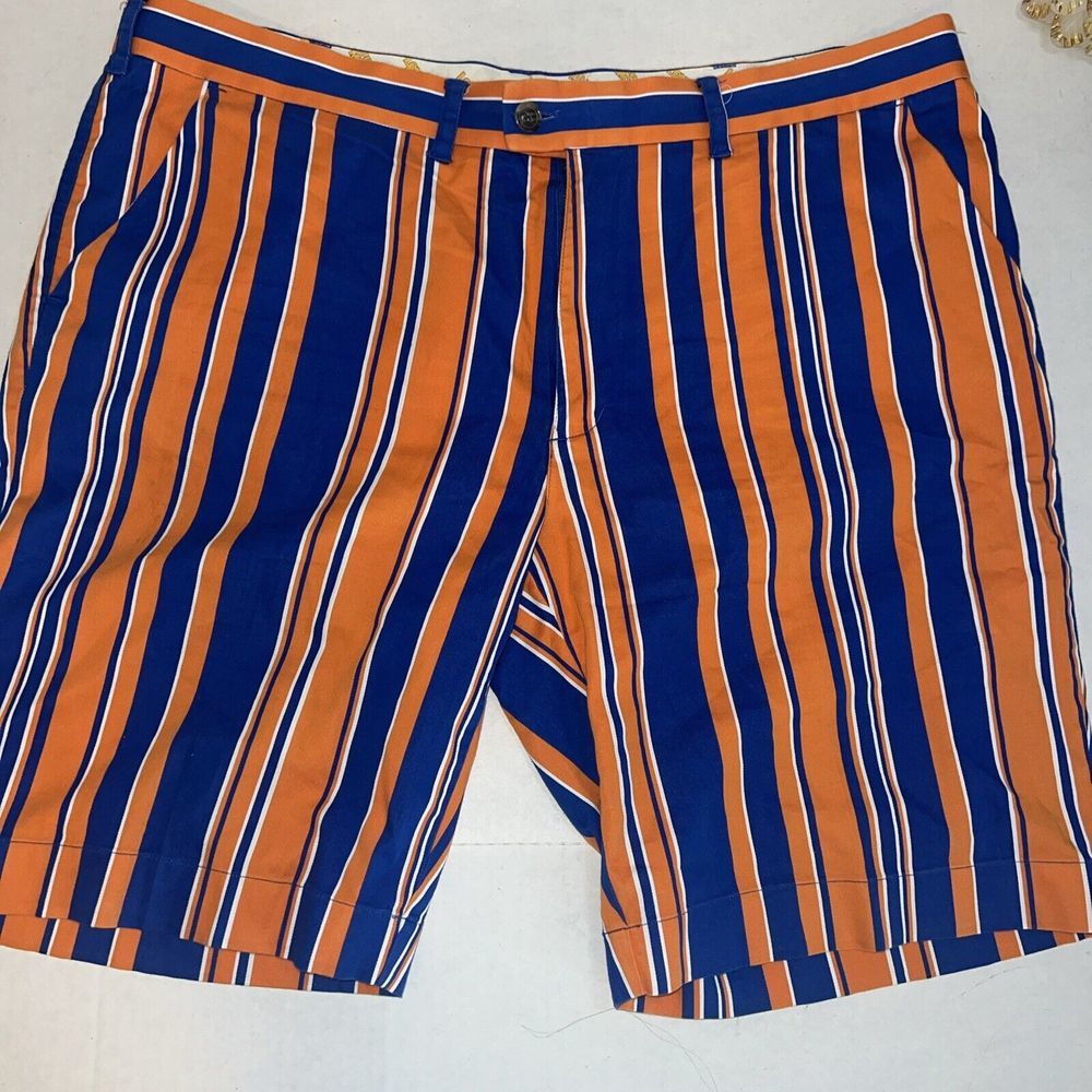 Loudmouth Golf Blue &‎ Orange Striped Shorts UF Men's Size 42W